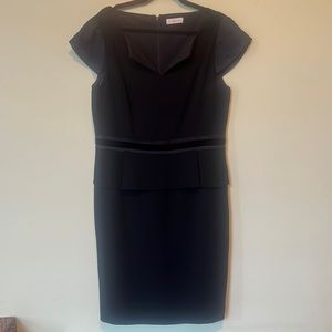 Tory Burch Katy dress w/ velvet trim + sheer sleeves, black, 12